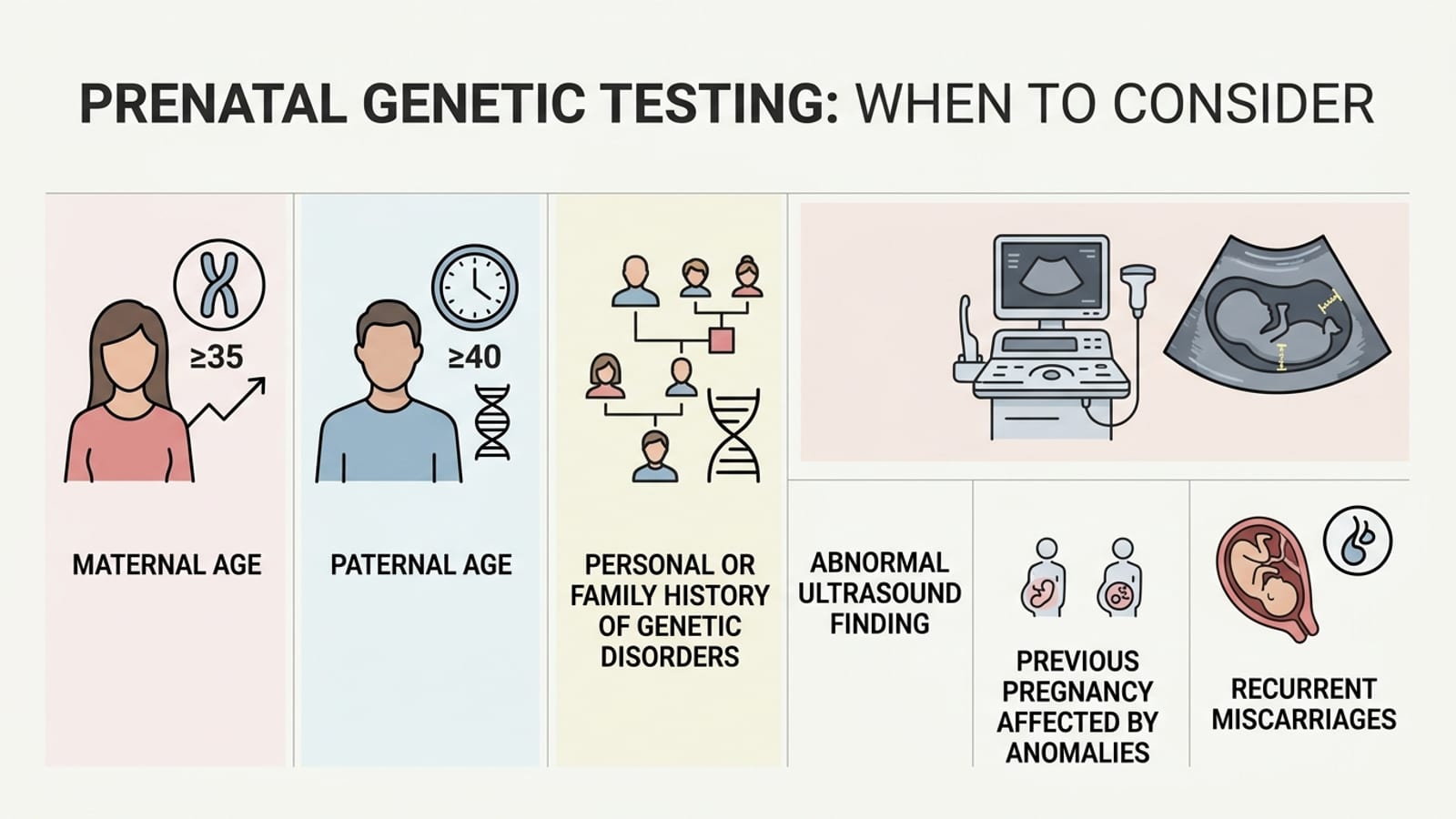 Prenatal Genetic Testing: Tests, Timing & What to Expect — infographic